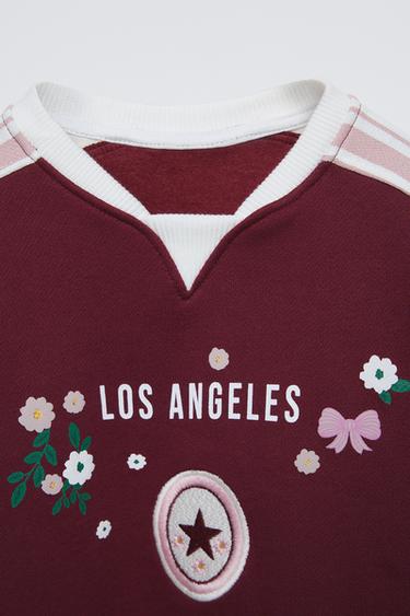 RAISED EMBROIDERY SWEATSHIRT - Burgundy by Zara - Image 4