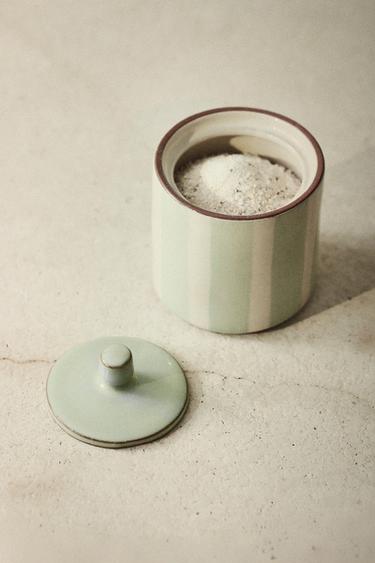 POT SALLE DE BAIN CÉRAMIQUE RAYURES - Bleus de Zara