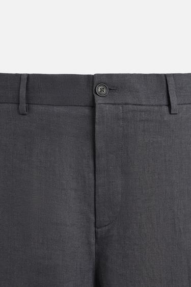 100% LINEN SUIT TROUSERS - Dark grey by Zara - Image 7