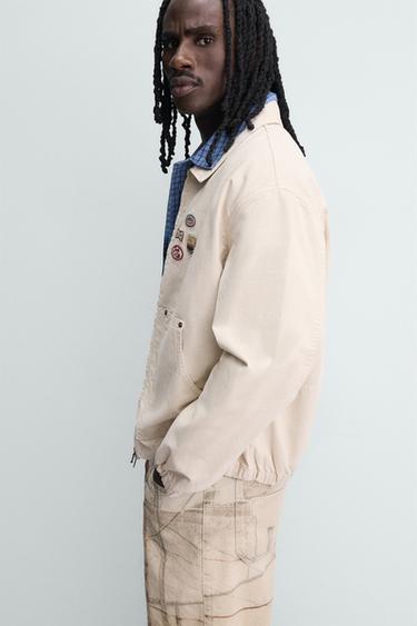 RELAXED FIT JACKET WITH PATCHES - Ecru by Zara - Image 5