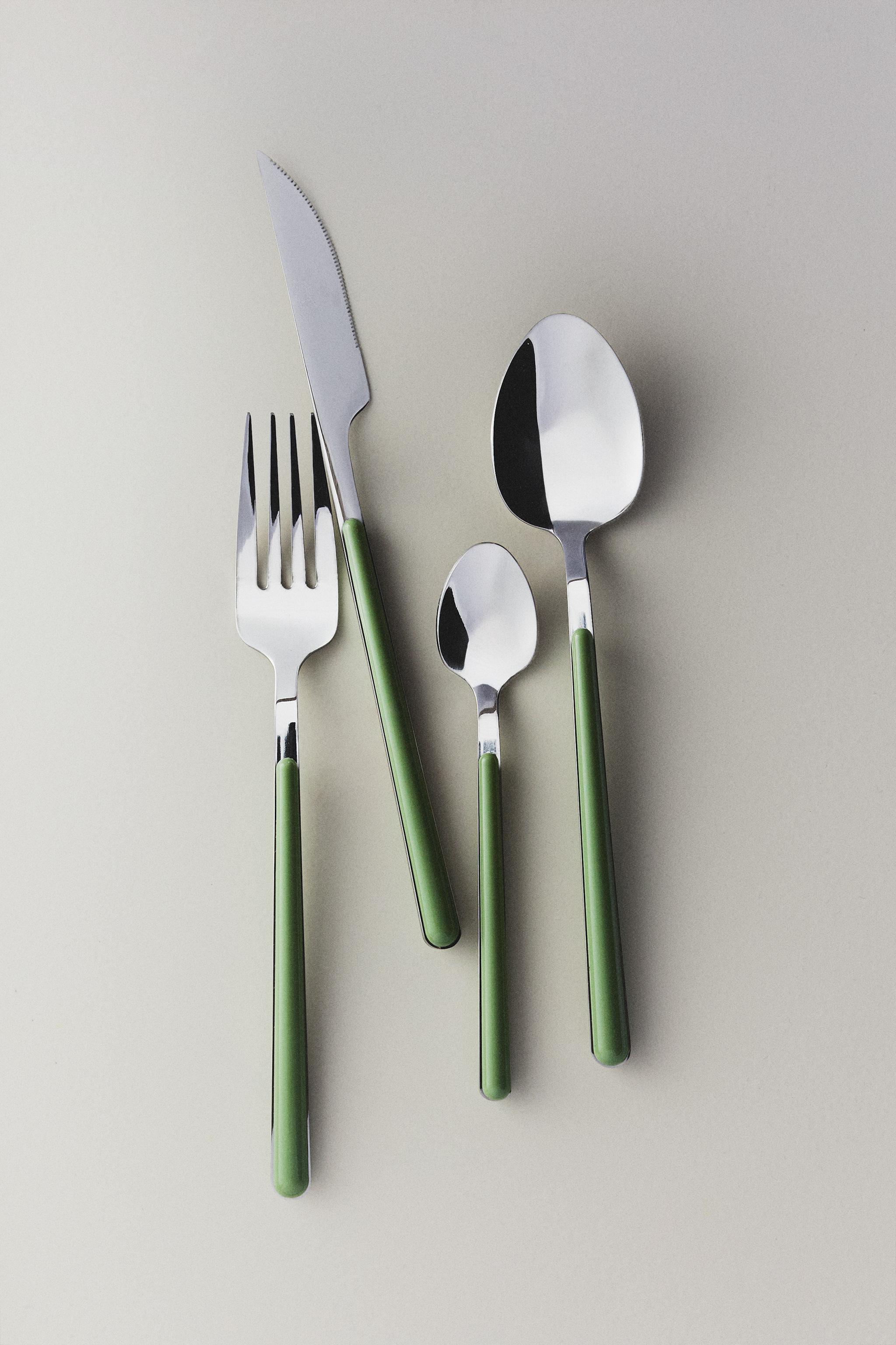 ENSEMBLE COUVERTS MANCHE VERT (LOT DE 4)