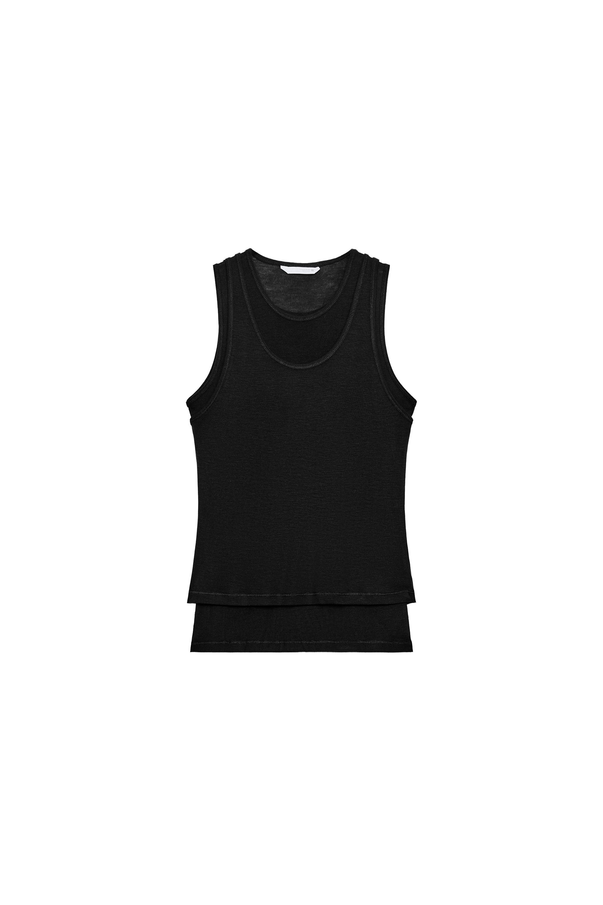DOUBLE LAYER SLEEVELESS T-SHIRT - Charcoal | ZARA Singapore