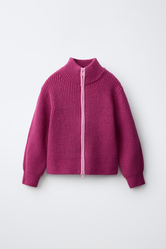 ZIP-UP KNIT CARDIGAN - Fuchsia by Zara - Image 0