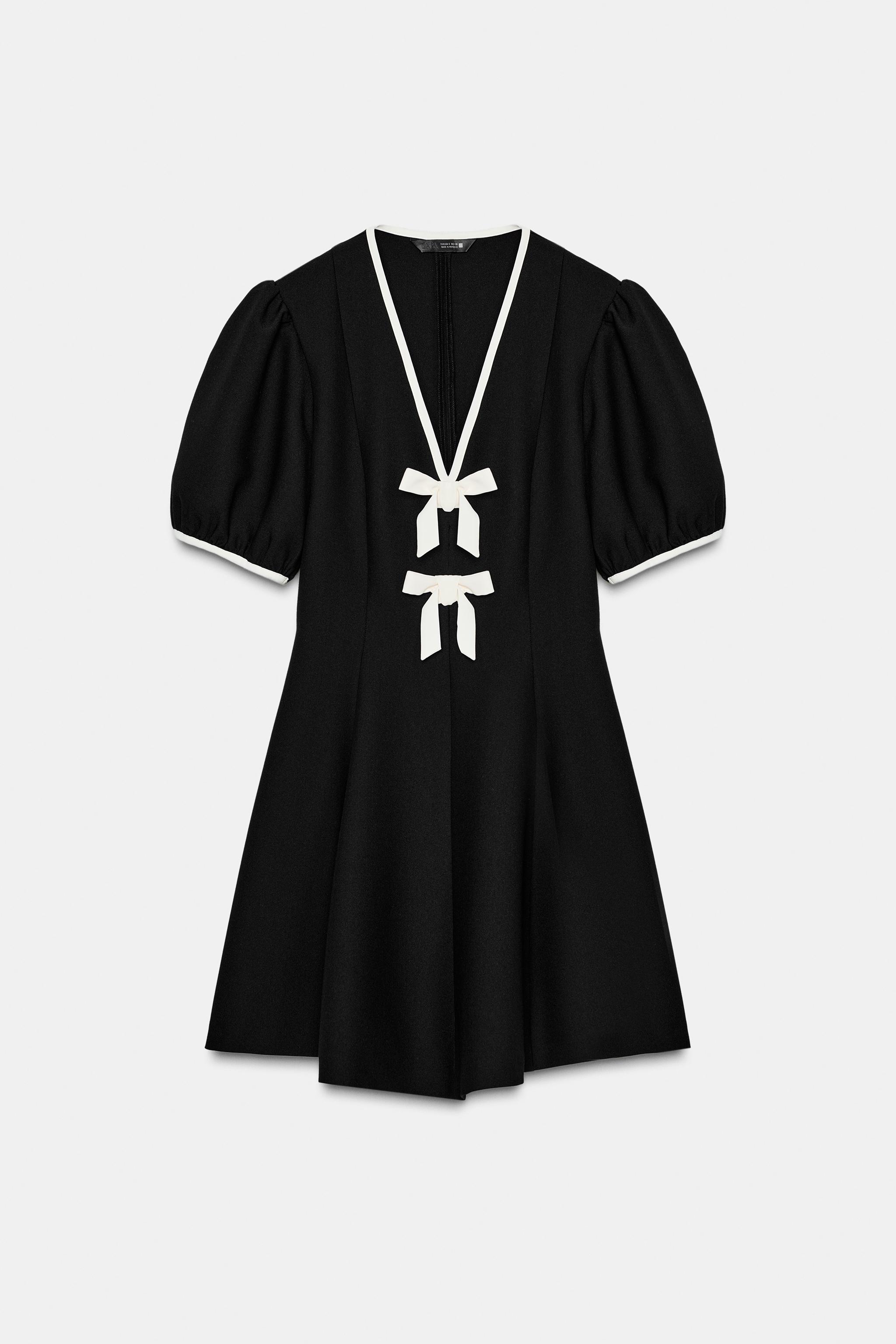 CONTRAST BOW MINI DRESS