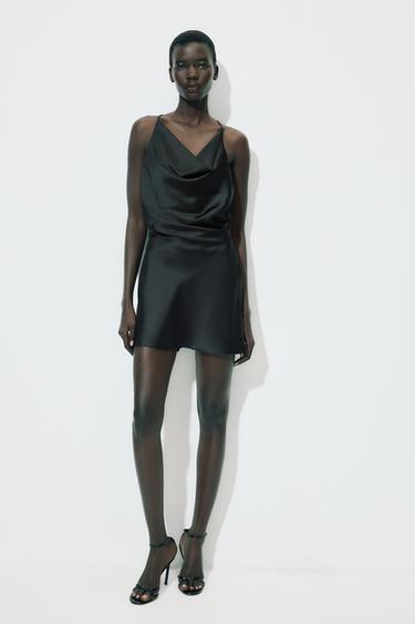 VESTIDO MINI SATINADO FLUIDO - Negro de Zara - Imagen 0