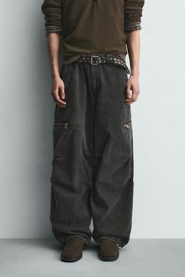 PARACHUTE CARGO TROUSERS - Anthracite grey by Zara