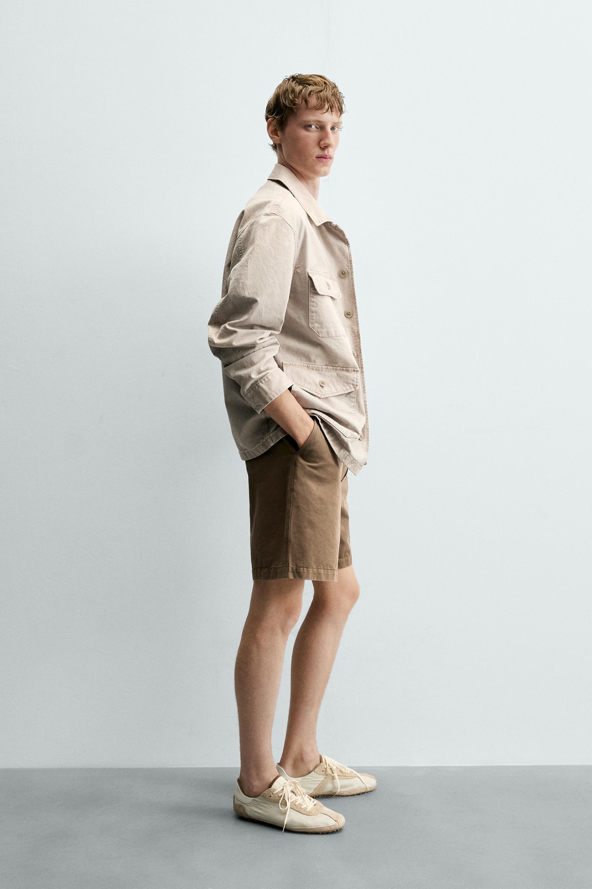 Мужские шорты Zara VINTAGE-WASH BERMUDA SHORTS — фото 4
