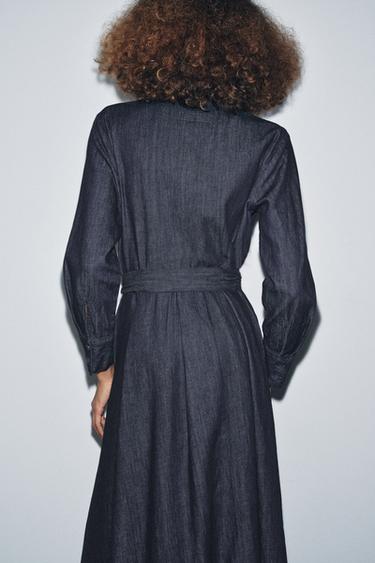 ZW COLLECTION DENIM BELTED DRESS - Blue by Zara - Image 3