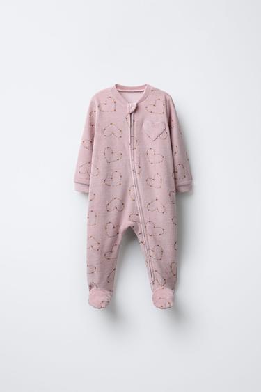 VELVET HEARTS AND FLOWERS SLEEPSUIT - Dusty pink by Zara