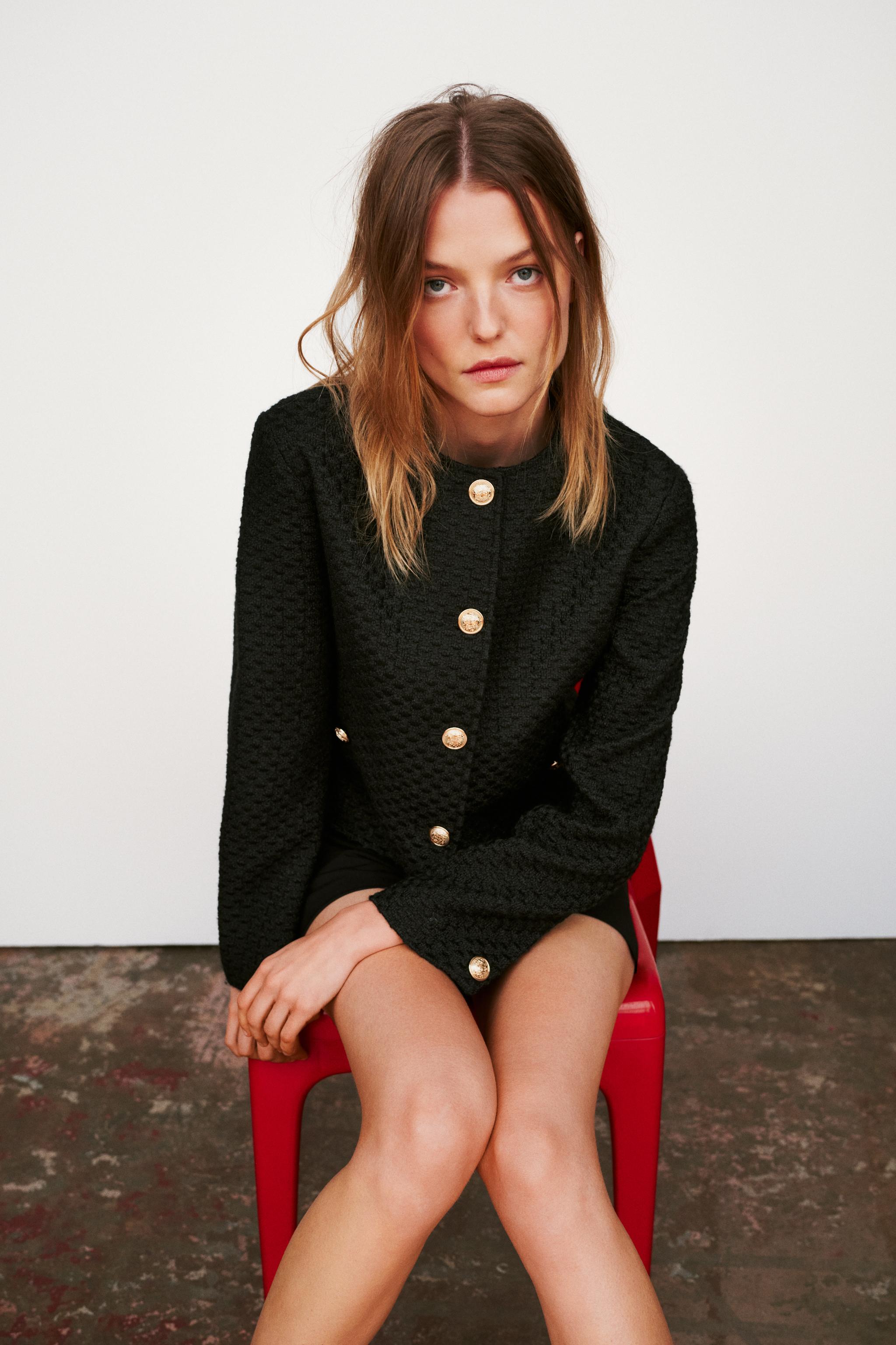 Zara short 2024 tweed jacket