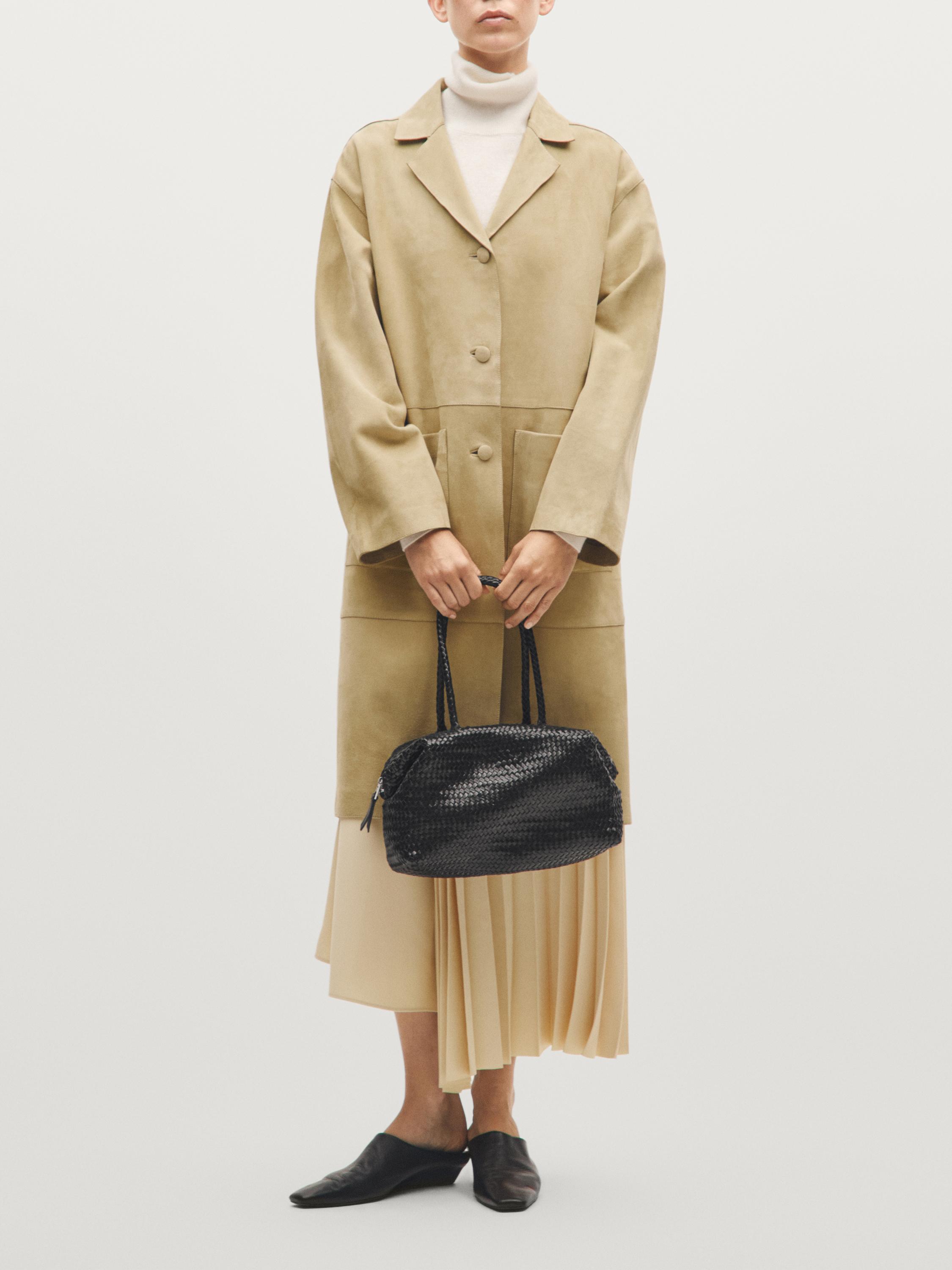 Shop Zara Braided nappa leather satchel bag at Beverly Center in