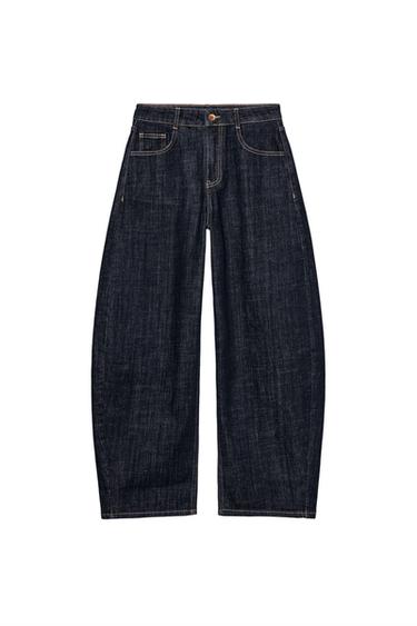 Z1975 BARREL HIGH-WAIST JEANS WITH BACK EMBROIDERY - Blue by Zara