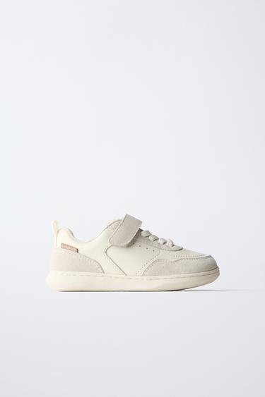 Zara BAREFOOT LEATHER SNEAKERS - White