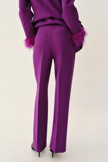 LOW-RISE STRAIGHT-LEG TROUSERS - Purple by Zara - Image 4
