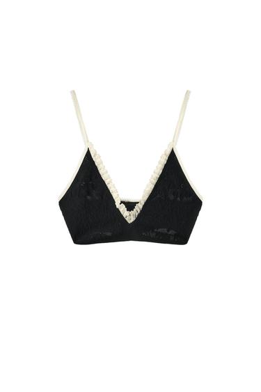 Zara SEAMLESS LACE BRALETTE - Black / White
