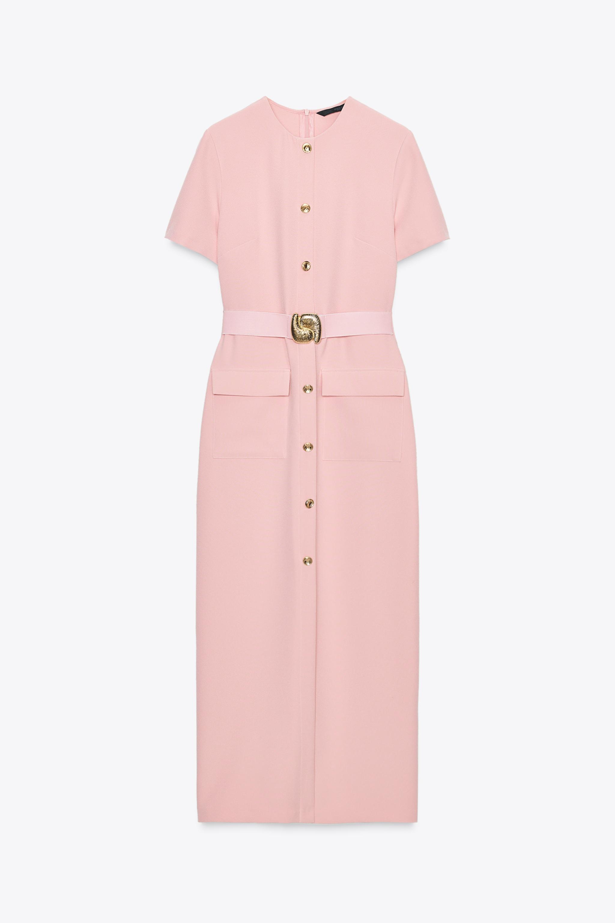 pink dress with belt