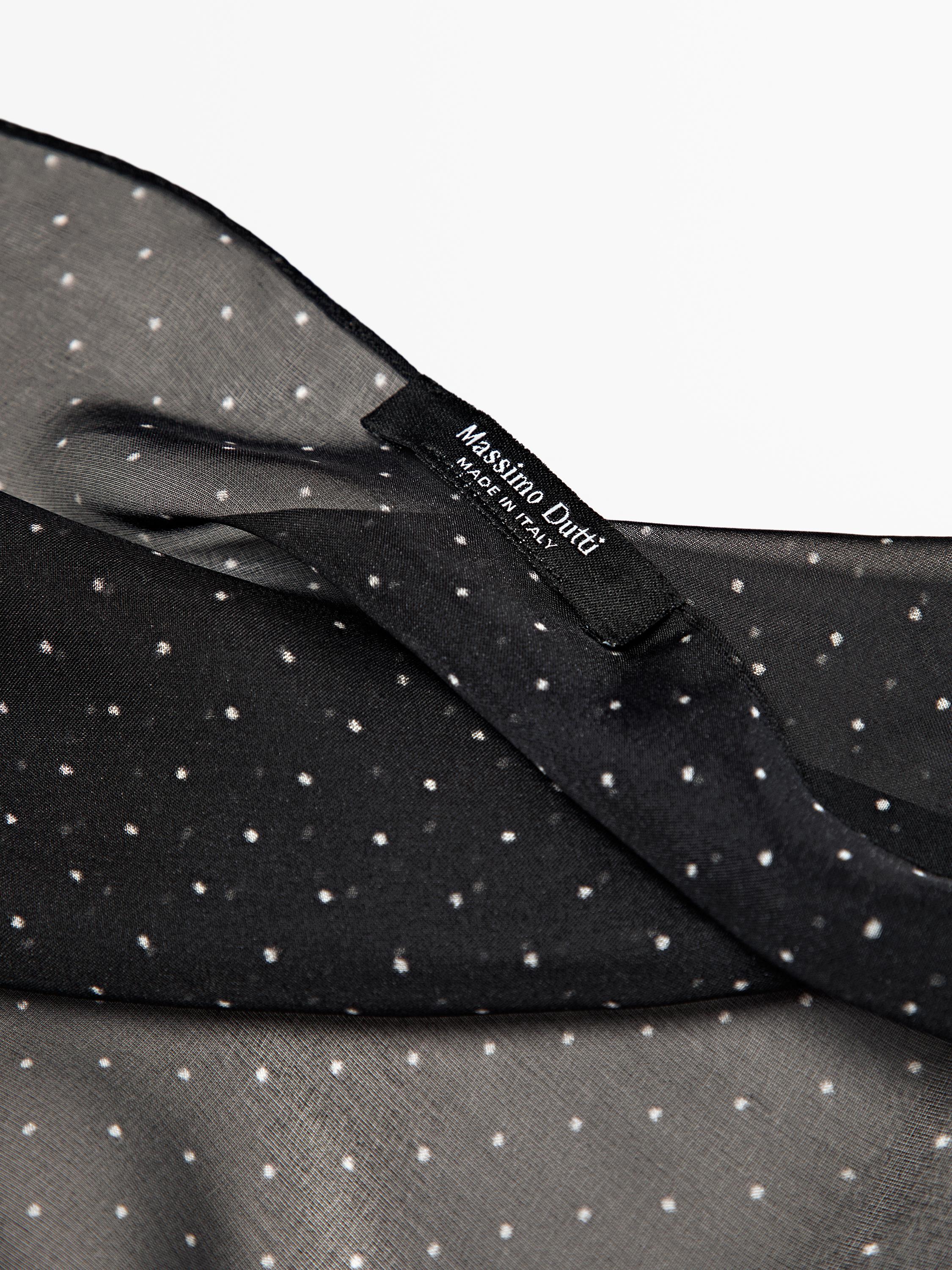 Polka dot print 100% silk scarf