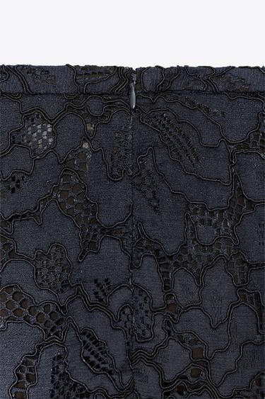 ZW COLLECTION LACE MIDI SKIRT - Navy blue by Zara