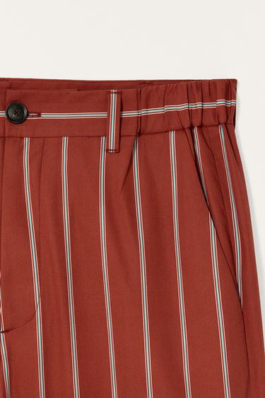 LIMITED EDITION STRIPED RELAXED FIT TROUSERS - Russet by Zara - Image 6