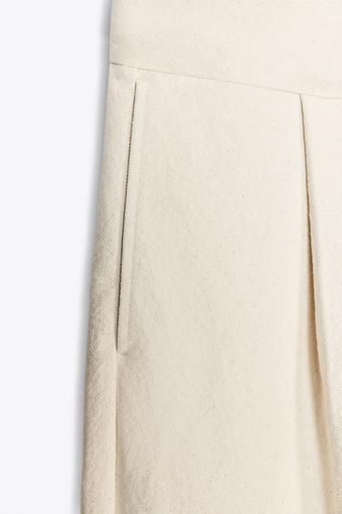 WIDE-LEG TROUSERS WITH BELT X FANGLU LIN - Ecru by Zara - Image 8