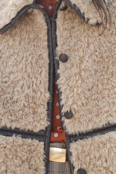 MANTEAU LONG MOUTONNÉ ÉDITION LIMITÉE - Marron clair de Zara - Image 4