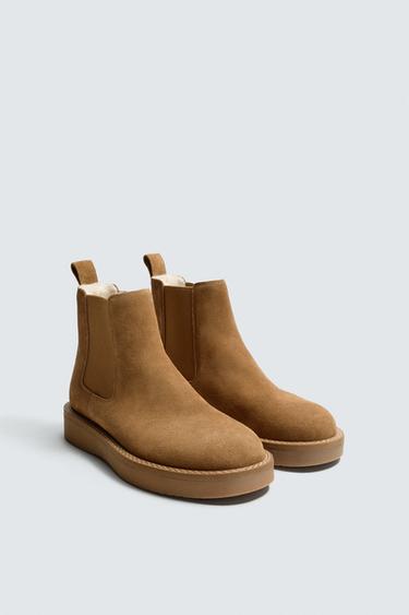 BOTA CHELSEA PIEL - Beige de Zara
