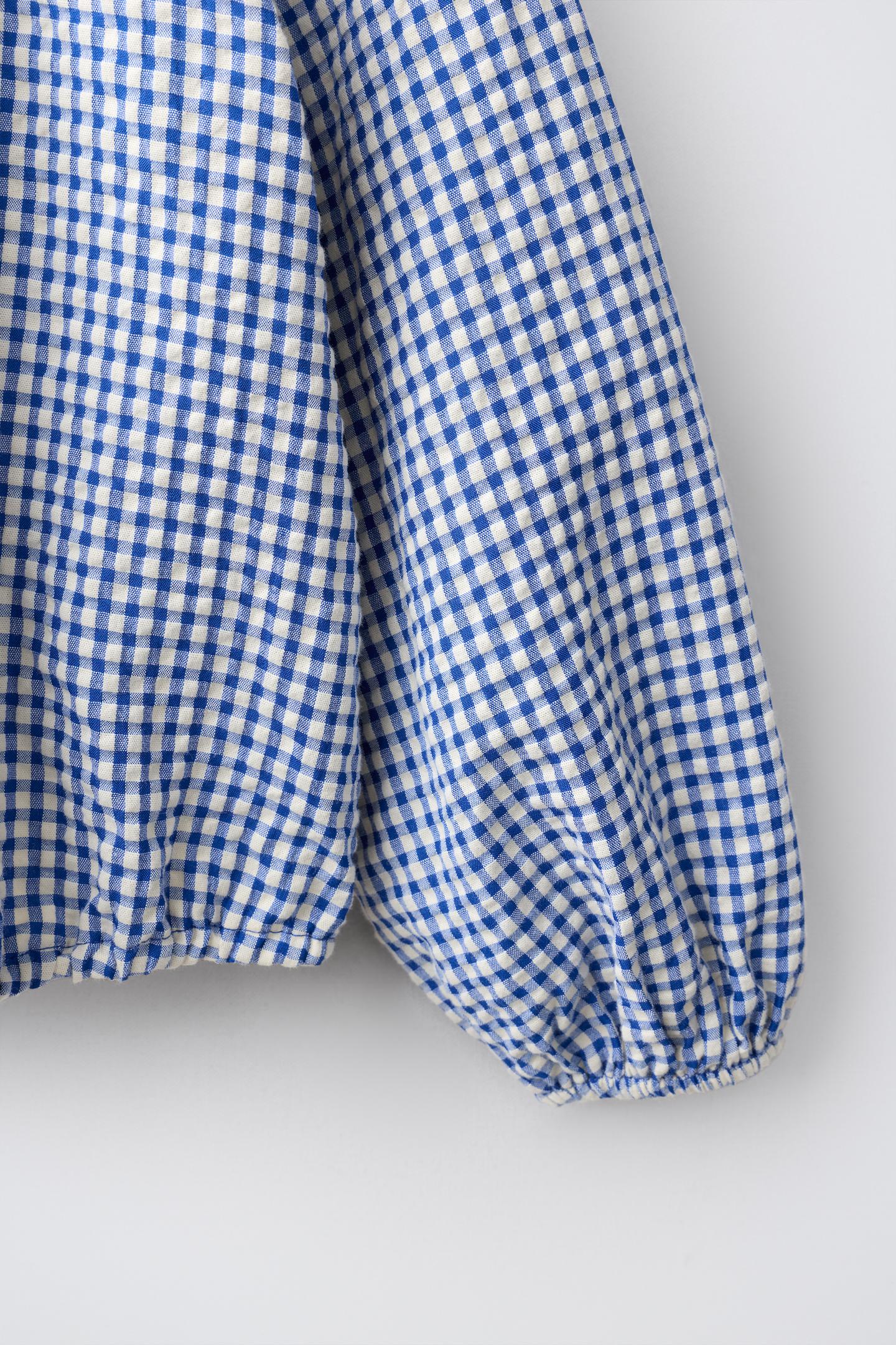 Детская блузка Zara Gingham Blouse, цвет: Синий / Белый — фото 4