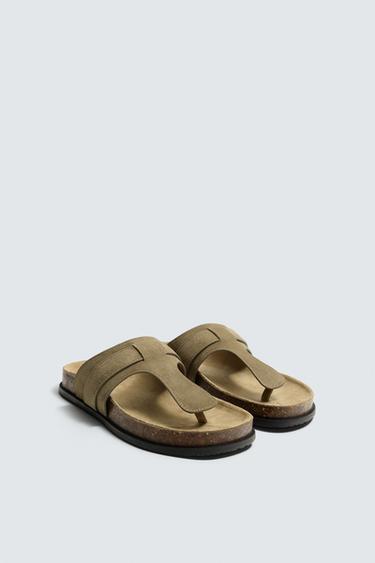 LEATHER SANDALS - Taupe Grey by Zara