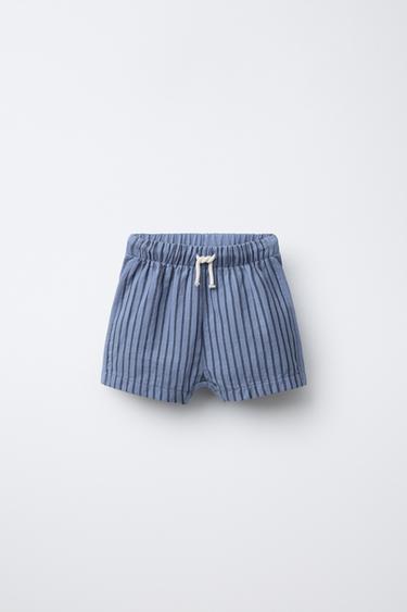 STRIPED COMBINED STRAIGHT BERMUDA SHORTS - Blue by Zara