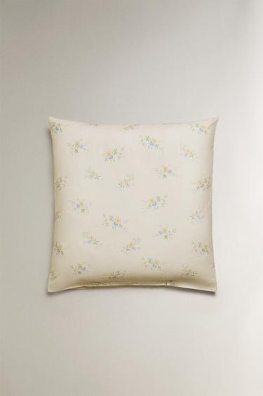 SATEEN FLORAL BOUQUET PILLOWCASE - Yellow by Zara - Image 1