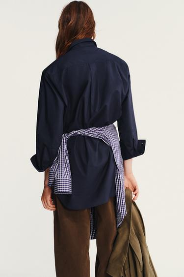CHEMISE EN POPELINE AVEC ÉPAULETTES - Bleu marine de Zara - Image 5