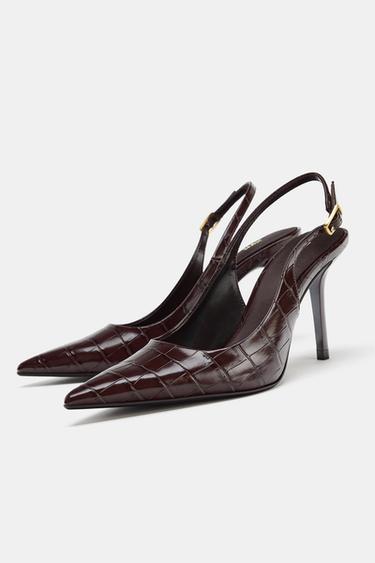 CHAUSSURES OUVERTES À L'ARRIÈRE AVEC RELIEF - Bordeaux de Zara - Image 3