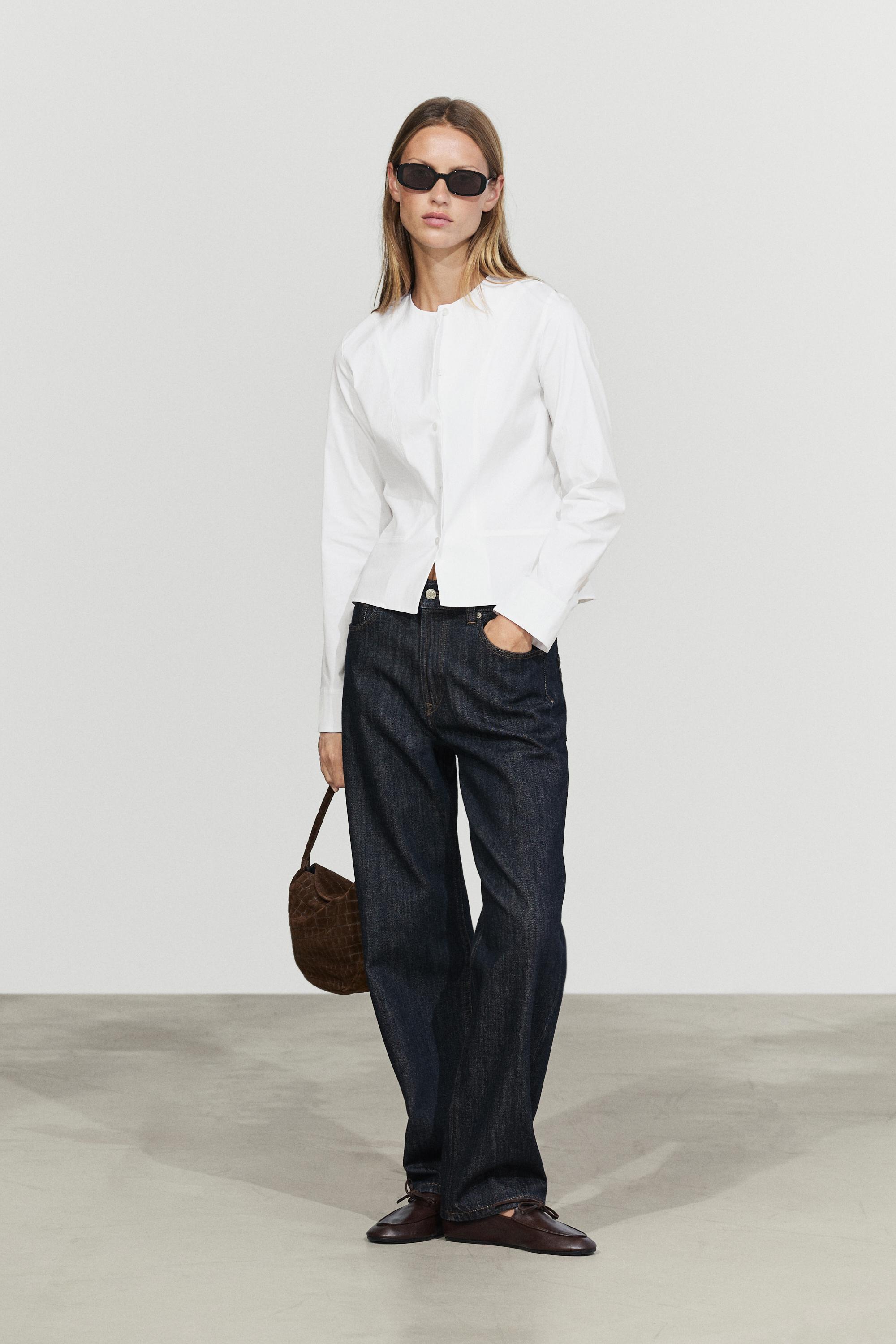 Chemise en popeline à col détaillé