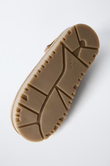 Zara EMBROIDERED FAUX FUR CLOGS - Brown