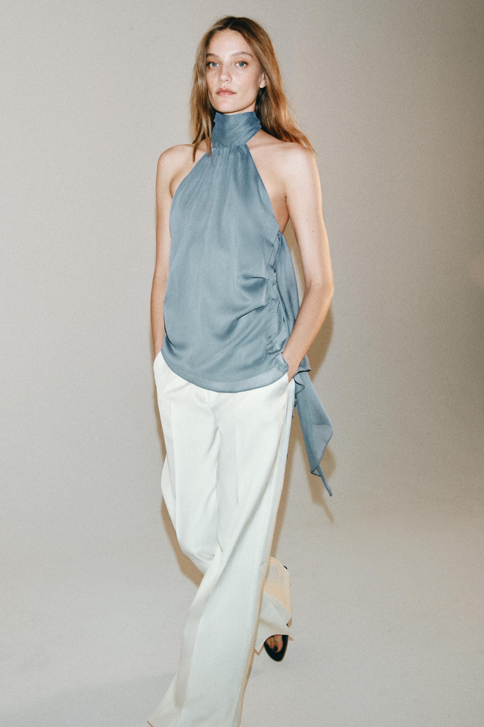 ZW COLLECTION ASİMETRİK HALTER YAKA TOP - Görsel 4