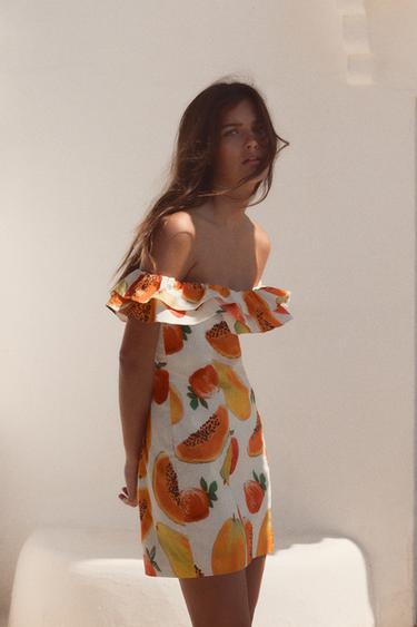 FRUIT PRINT RUFFLED MINI DRESS - Oranges by Zara - Image 1