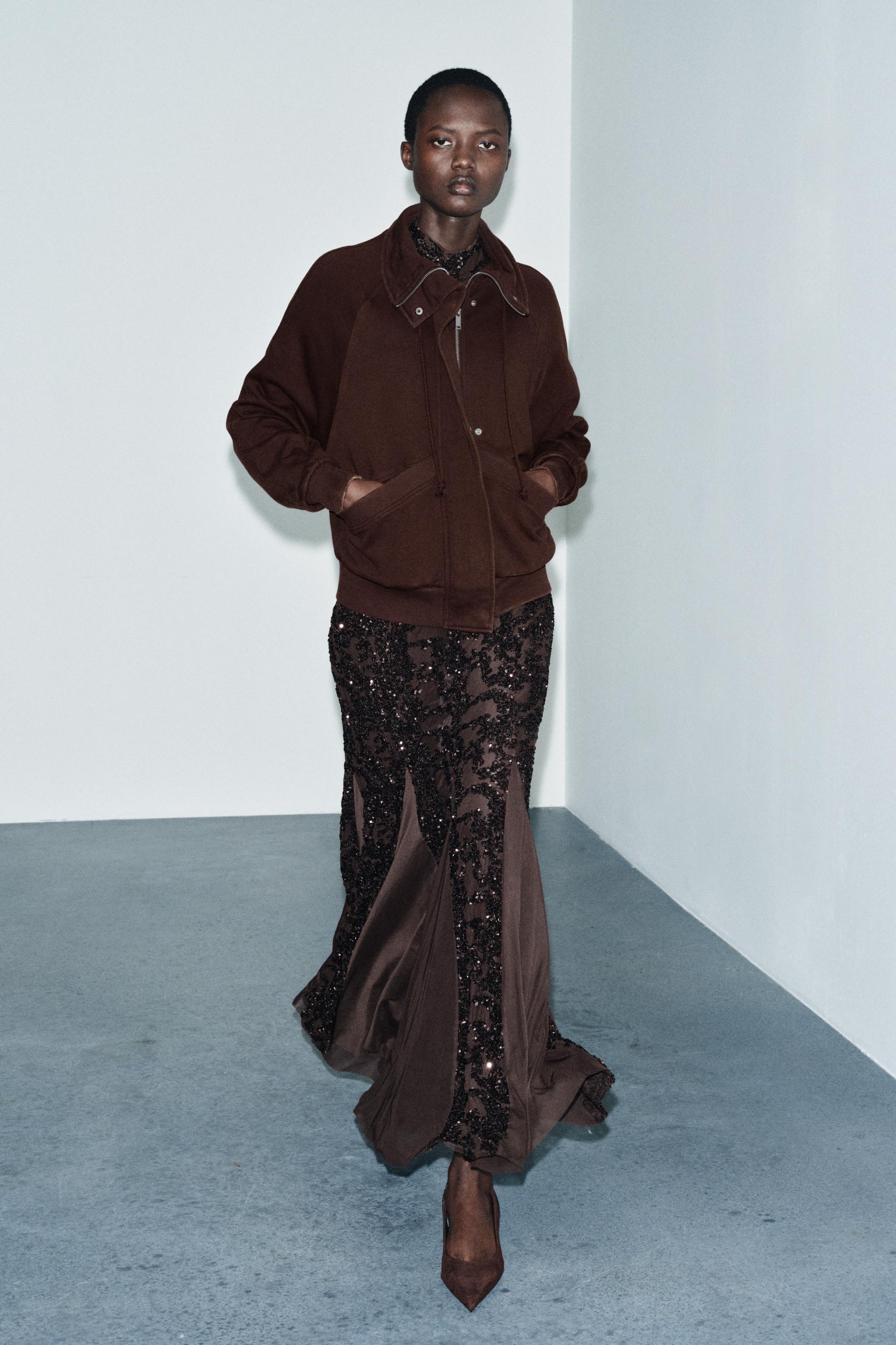 ウォッシュドエフェクト プラッシュジャージージャケット - ブラウン