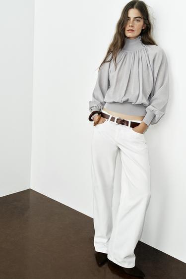 Zara LEPRŠAVA BLUZA OD KOMBINOVANOG PLETIVA – svetlosiva – Slika 0