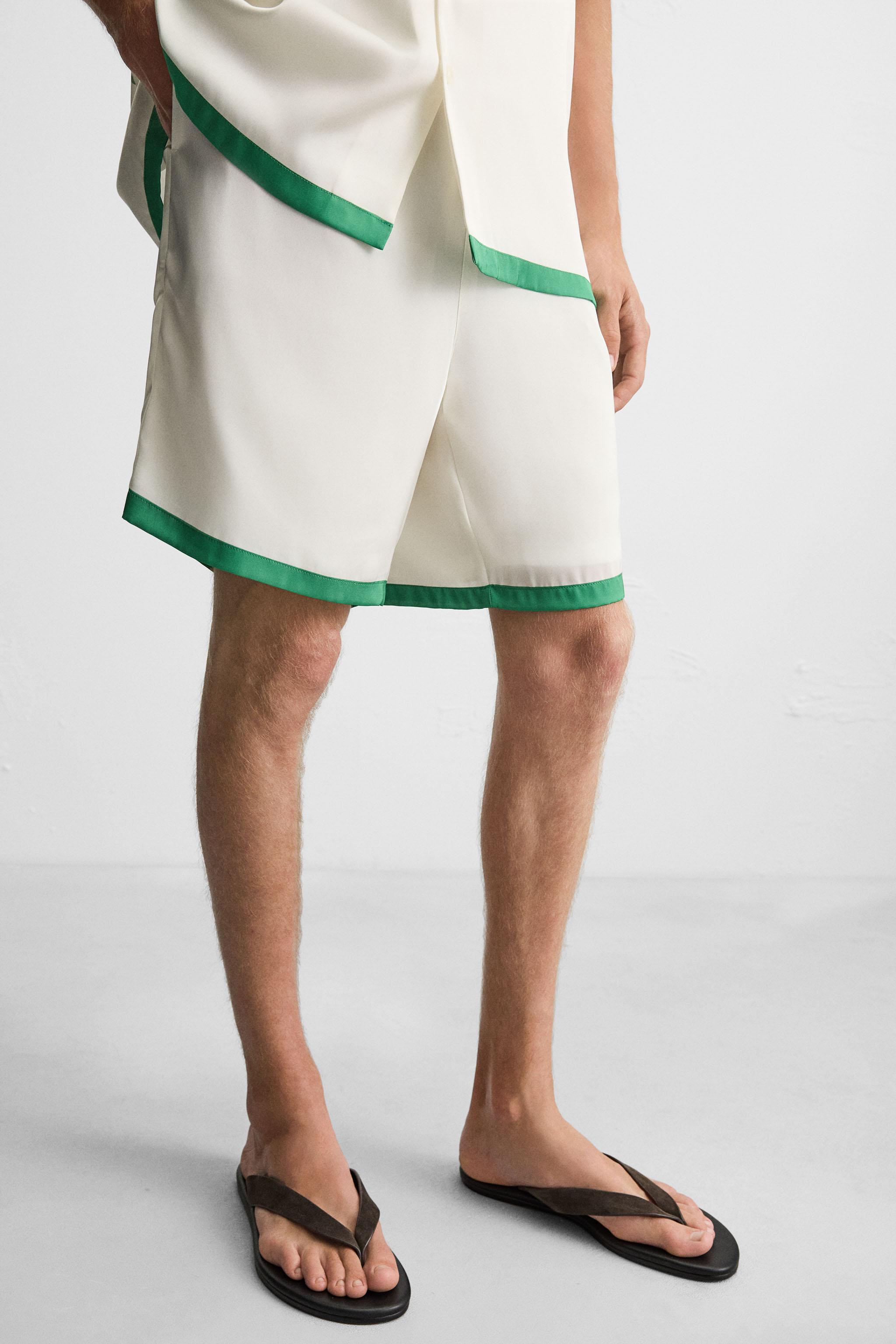 SATIN SHORTS WITH CONTRAST STRIPES