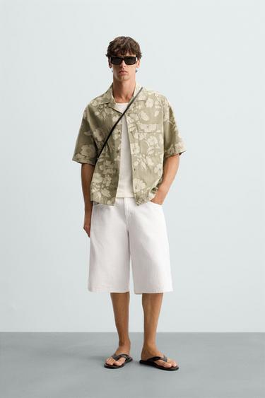 CAMISA JACQUARD FLORAL - Verde Salvia de Zara - Imagen 0