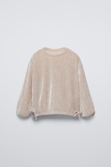 VELVET BOW T-SHIRT - Ecru by Zara - Image 0
