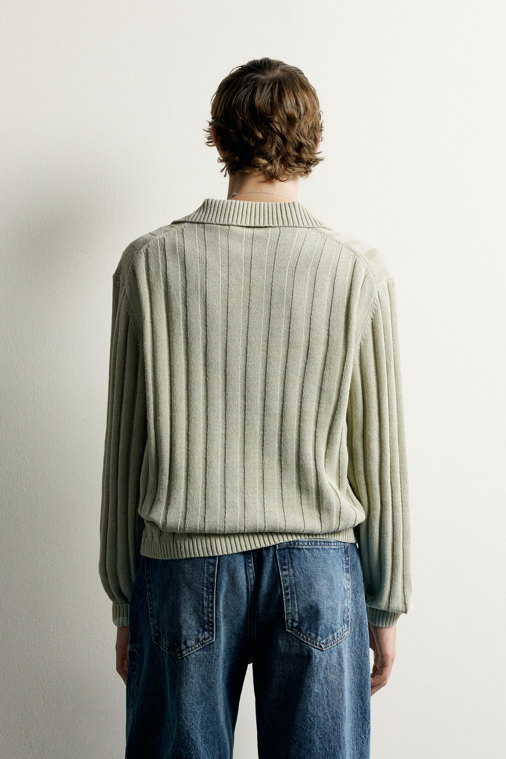LINEN-COTTON RIBBED KNIT POLO
