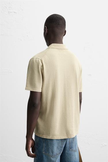 POLO EN MAILLE AVEC LIN - Beige de Zara - Image 2