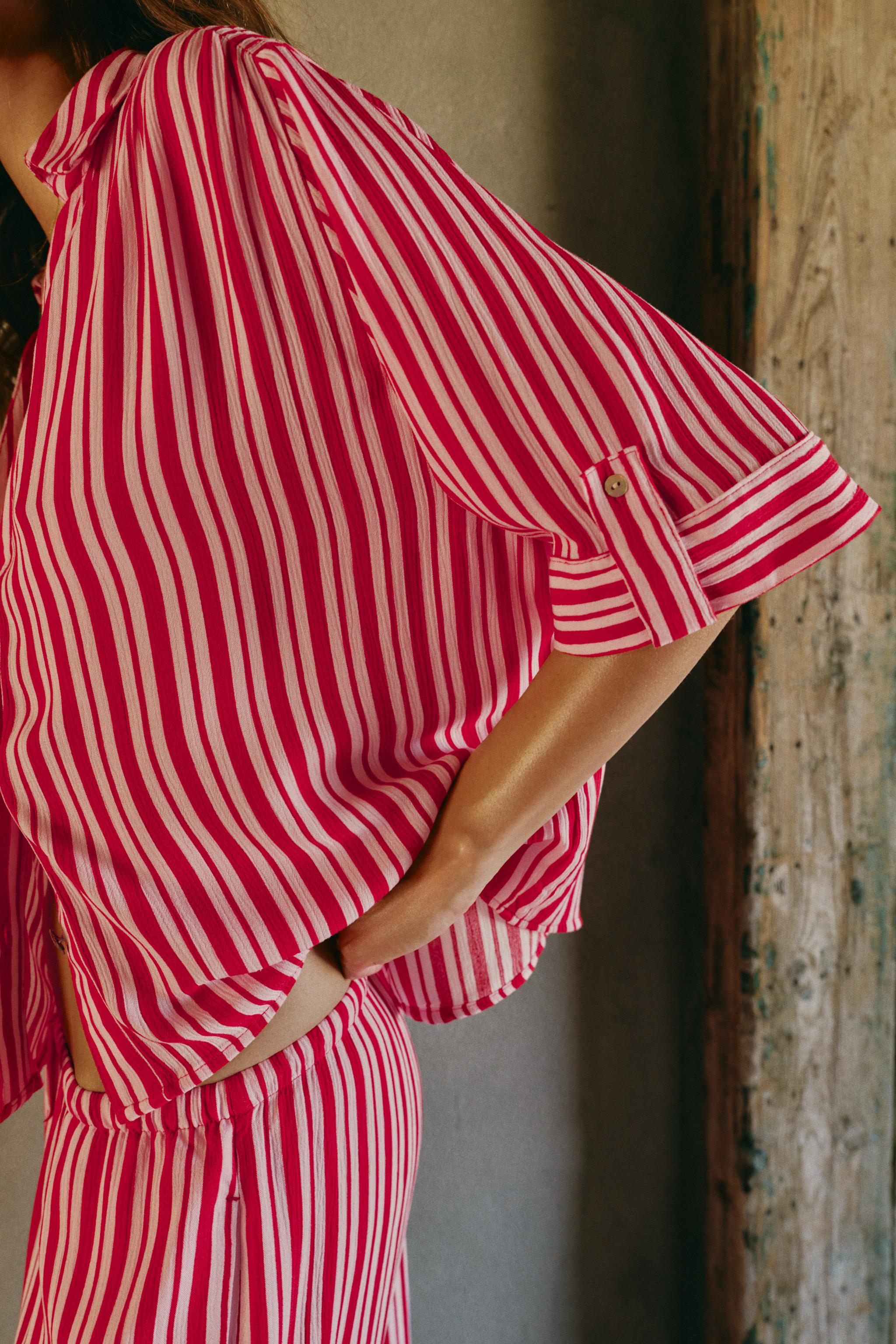 Женские рубашки Zara FLOWY STRIPED SHIRT — фото 4