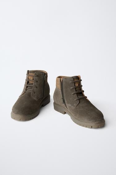 LEATHER ANKLE BOOTS - Grey by Zara - Image 2