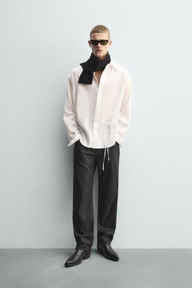 Zara FLOWY TIE SHIRT - White - Image 0