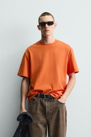 T-SHIRT IN RELAXED FIT INTERLOCK /04 - Oranje van Zara