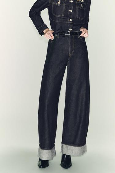 JEAN Z1975 STRAIGHT TAILLE HAUTE BAS REVERS - Bleu de Zara - Image 1