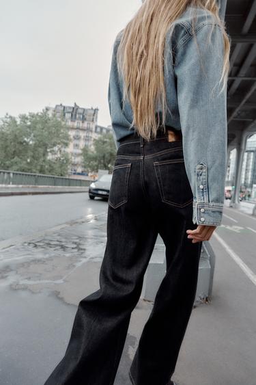 Z1975 HIGH-WAIST WIDE-LEG JEANS - Black by Zara - Image 4