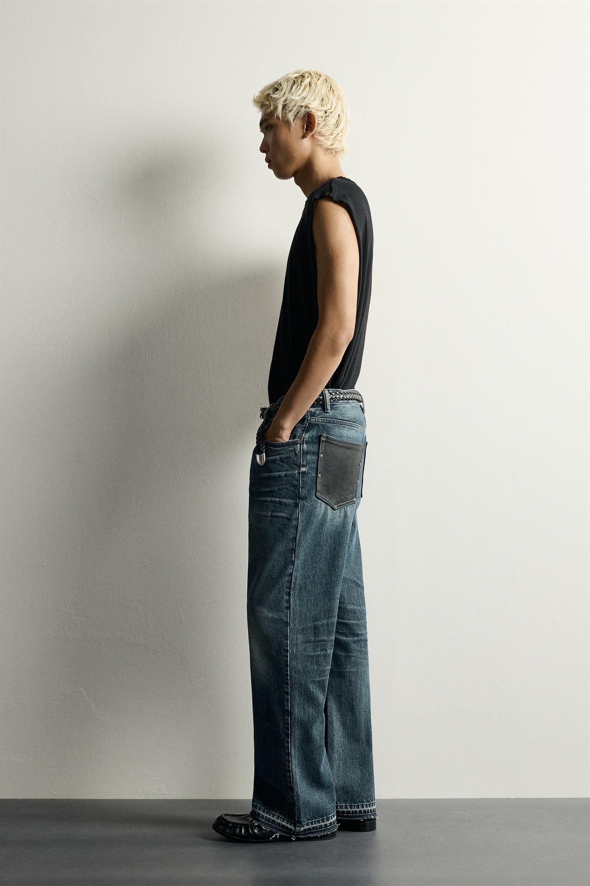 Мужские джинсы Zara CONTRASTING POCKET FLARE JEANS — фото 4